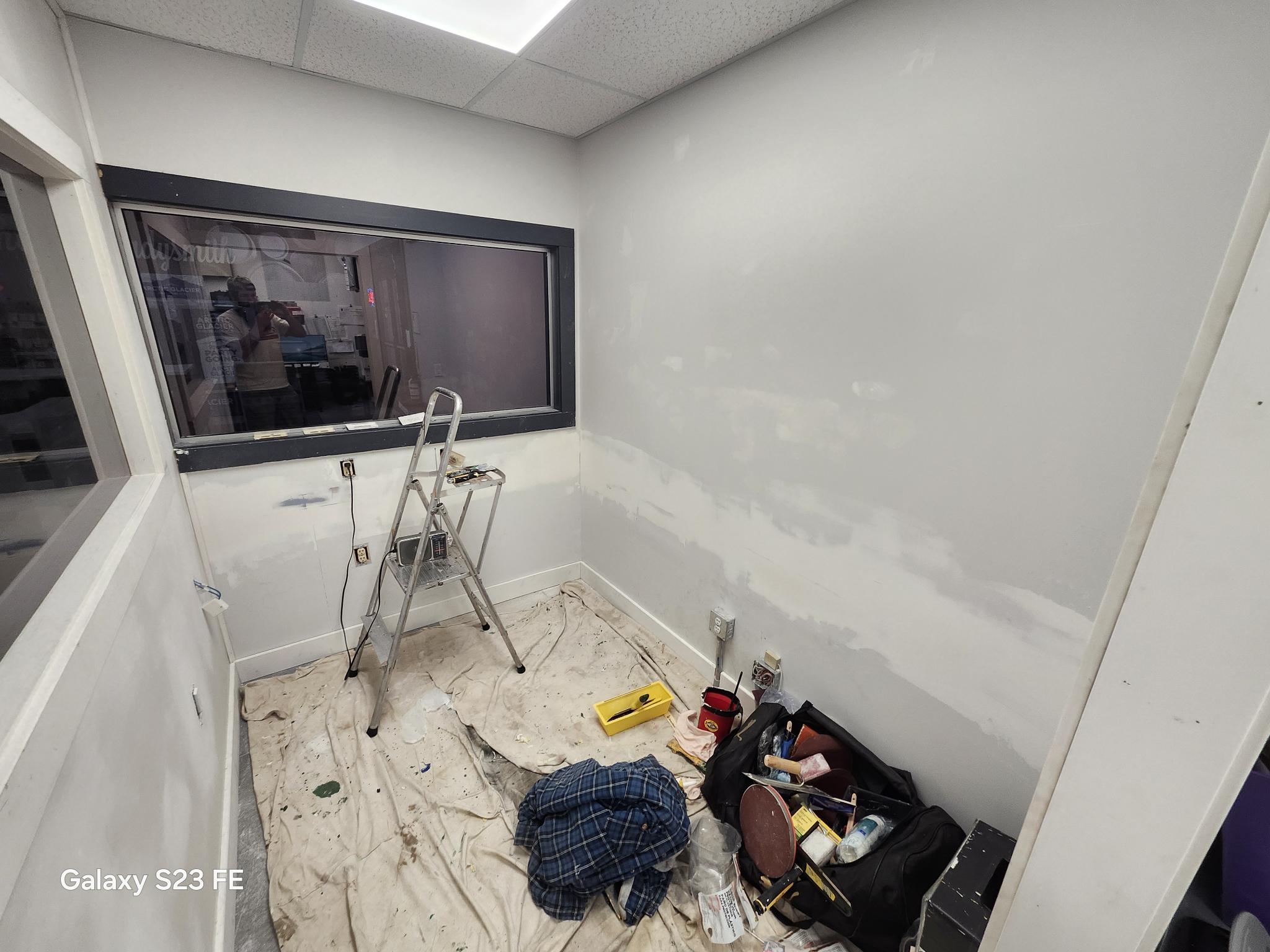 Commercial space before painting — prep stage
